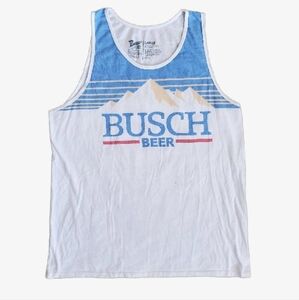 50/50 Busch Beer Icon White and Blue Mountains Soft Tank Top Lake Float Trip Top